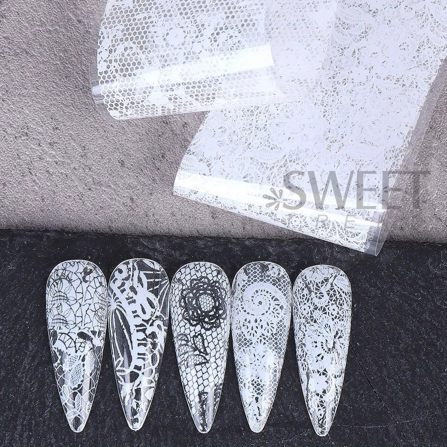 SWEET TREND Nagel Transfer Folien, Schwarz Weiß, Glänzend - Bild 5