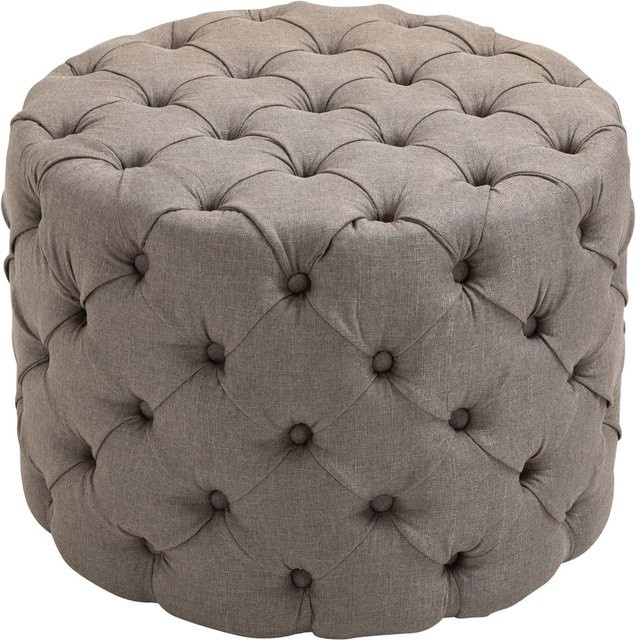 TPFLiving Sitzhocker Darcy Stoff in Taupe mit Chesterfield-Design, B/T/H: 60 x 60 x 46 cm - Bild 1