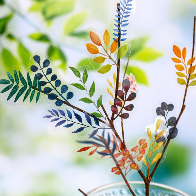 30er Set botanische Aufkleber mit Blatt- und Zweigmuster in Multicolour zur Dekoration - Bild 1