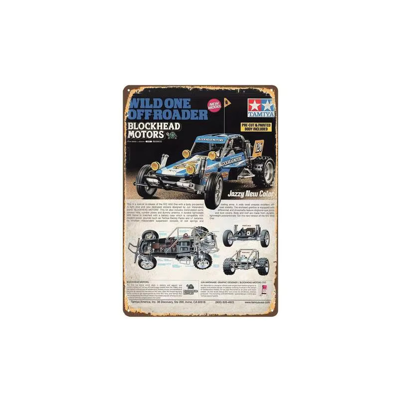 Vintage Tamiya Wild One Buggy Metallschild-Poster, Mehrfarbig, Breite: 20,0 cm, Höhe: 14,0 cm - Bild 2