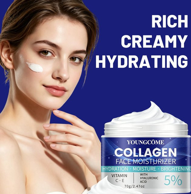 YOUNGCOME Kollagen-Gesichtsfeuchtigkeitscreme, Vitamin C, Hyaluronsäure, Trockene Haut - Bild 1