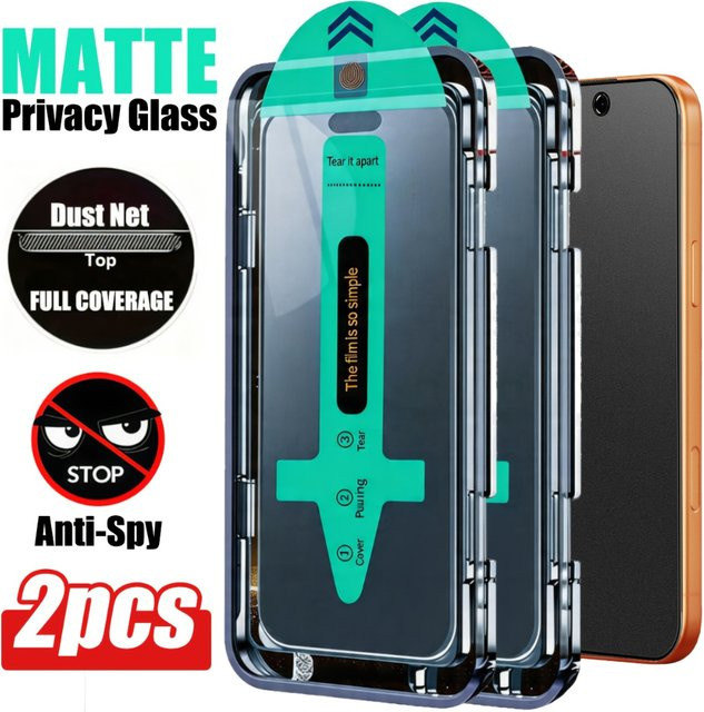 NNBILI 2 Stück mattierte Displayschutz aus gehärtetem Glas mit Installationsset für iPhone 17 16 15 14 13 12 11 Pro Max - Bild 1