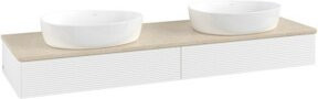 V&B Waschtischunterschrank Antao mit Frontstruktur und Beleuchtung, Farbe: Weiß, B: 160 cm, T: 50 cm - Bild 1
