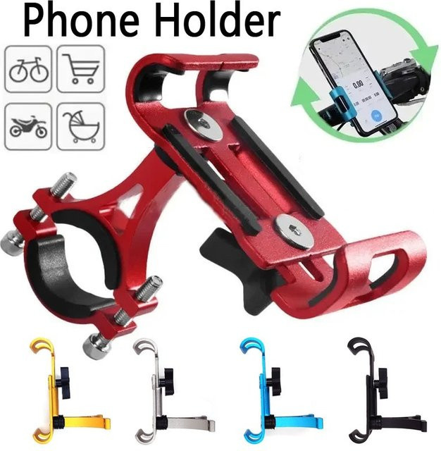 360 Grad drehbarer Motorrad und Fahrrad Handyhalter aus Aluminiumlegierung in Gold mit Anti-Slip GPS Halterung für Samsung und andere Smartphones - Bild 1