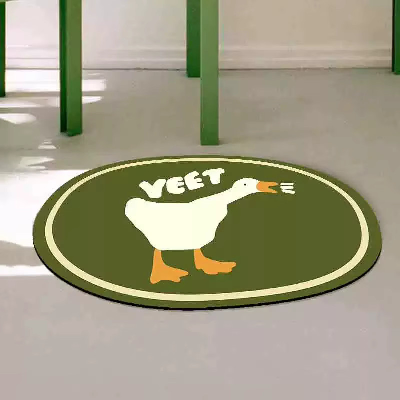 VIKAMA Plüsch-Badematte in Oval mit Cartoon-Enten-Design aus künstlichem Schaffell - Bild 1