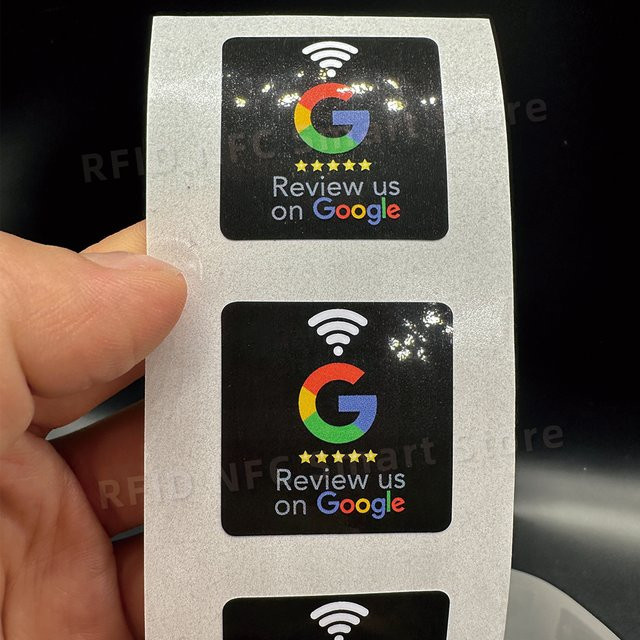Guang Hongrun NFC215 Google-Bewertungsaufkleber in Weiß, wasserfester NFC-Tag mit 504 Bytes und 13,56MHz, Durchmesser: 30 mm - Bild 1