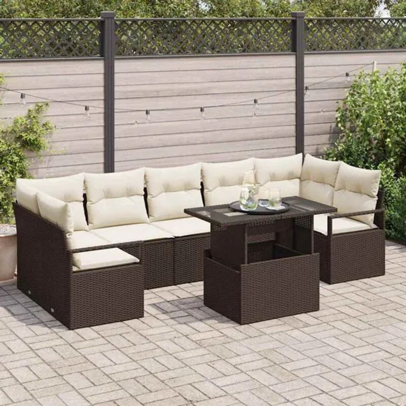 Vidaxl Garten-Sofa-Set aus Poly-Rattan mit Speicherfunktion in Braun für Erwachsene - Bild 1