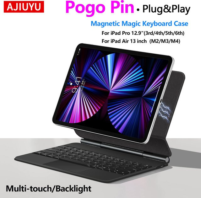 AJIUYU Pogo-Pin Tastatur Hülle für iPad Pro 12,9 Zoll und iPad Air 13 Zoll M4 M3 M2 Magic Keyboard kompatibel - Bild 1