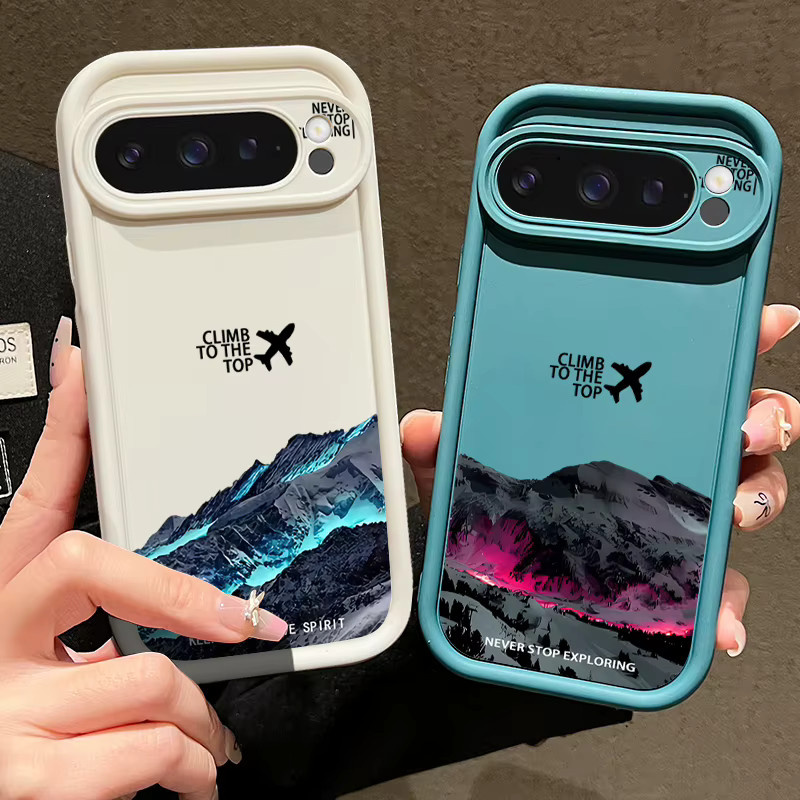 Stoßfeste Google Pixel 9 Handyhülle mit Flugzeug Schnee Berg Muster in Braun aus TPU - Bild 2