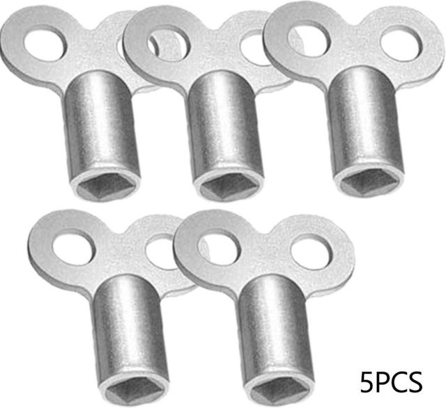 5er Set Heizkörper Entlüftungsschlüssel aus Zinklegierung und Messing von Yiran Furniture in Weiß und Silber - Bild 1