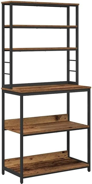 vidaXL Küchenregal im Industrial Design aus Holzwerkstoff und Stahl, Braun, B/T/H: 80 x 40 x 168 cm - Bild 1