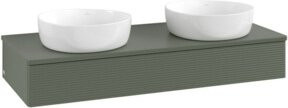 V&B Antao Waschtischunterschrank mit Frontstruktur und LED-Beleuchtung, grau lackiert, B/T/H: 120 x 50 x 19 cm - Bild 1