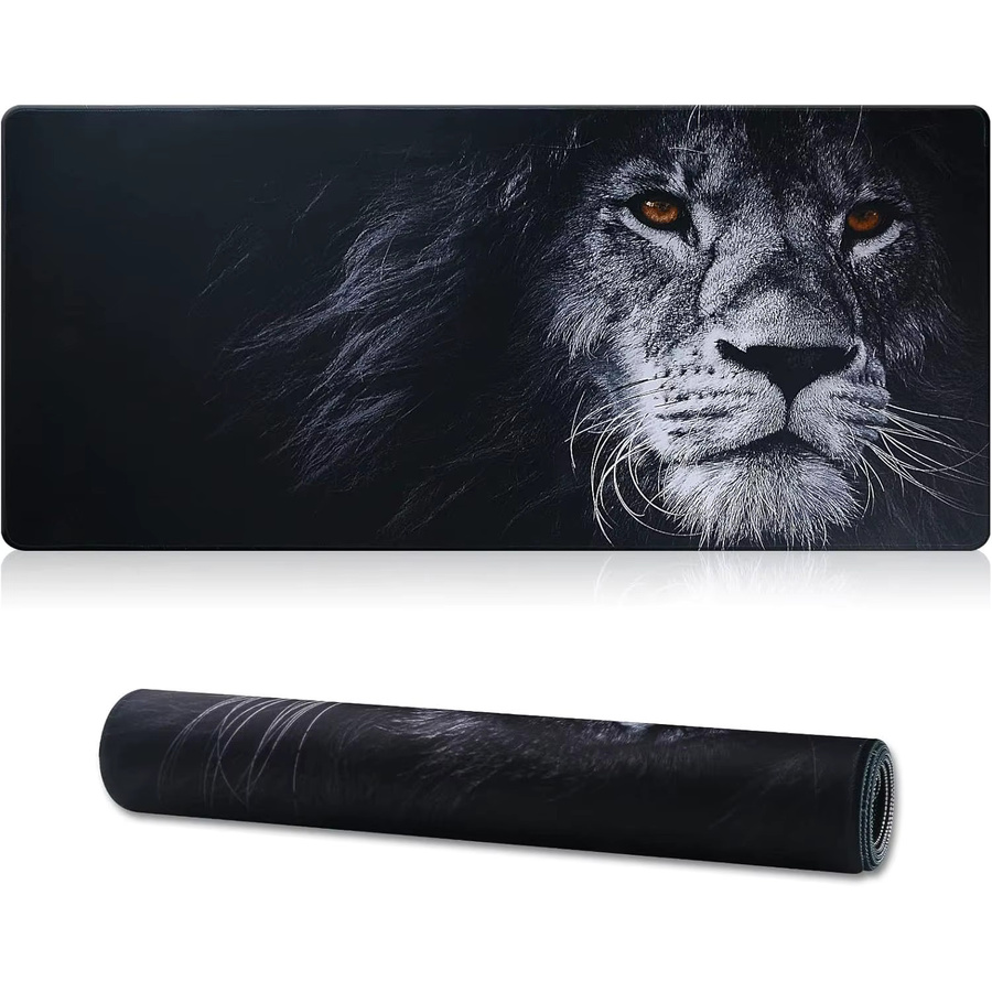 Gaming-Mauspad Black Lion in Schwarz mit genähten Kanten und rutschfester Naturkautschuk-Basis für Desktop und Büro - Bild 7