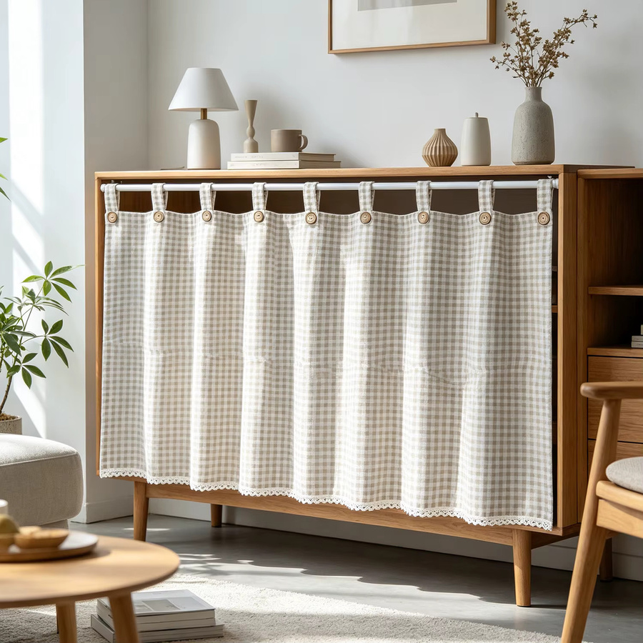 WPKIRA Gitter-Spitzenvorhang mit Ösen in Beige für Küche und Schrank - Bild 3