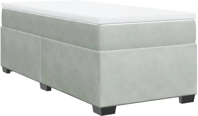 vidaXL Boxspringbett Hybrid mit Matratze und Taschenfederkern in Grau, Samt, B/T/H: 90 x 190 x 71 cm - Bild 1
