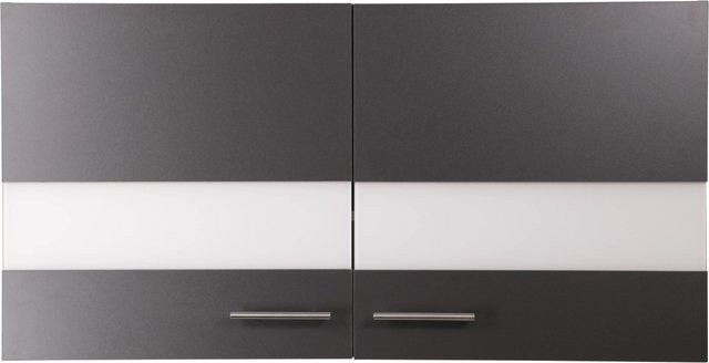 Respekta Küchen-Oberschrank Merle grau mit Glastüren und Soft-Close-Funktion, B/H/T: 110 x 56,1 x 34,6 cm - Bild 1