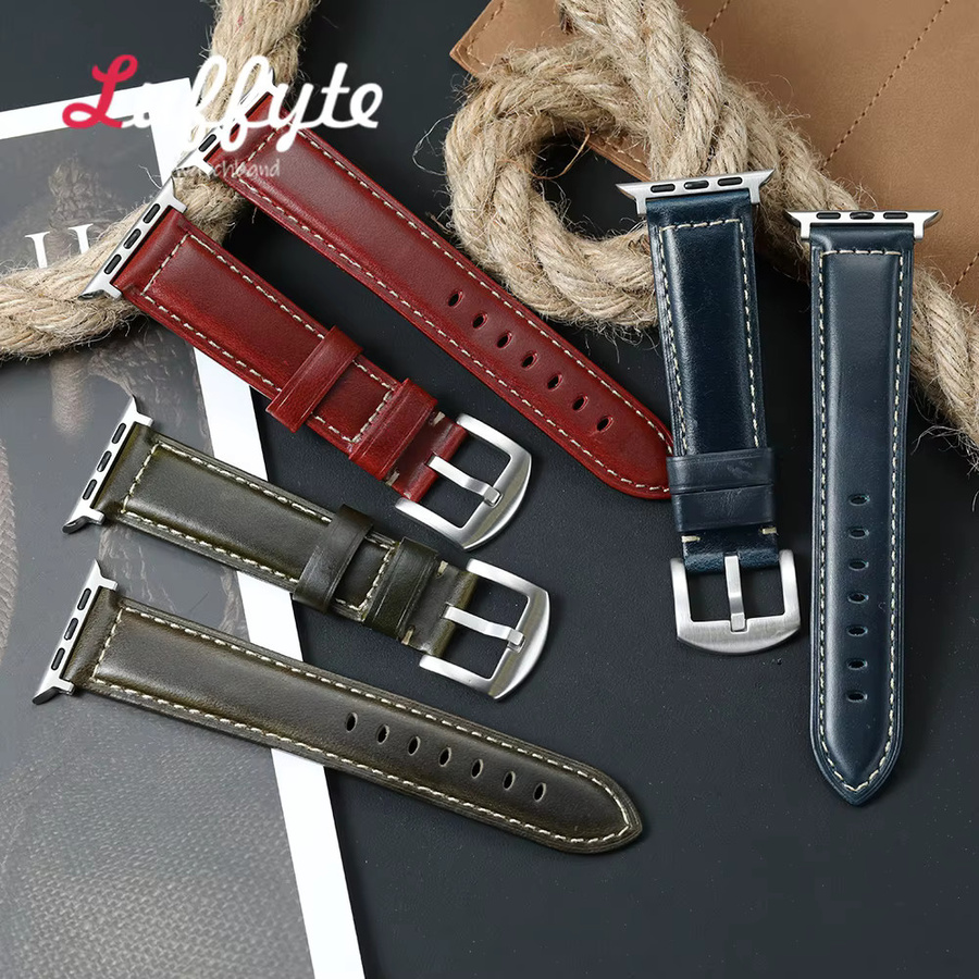 luffyte Uhrenarmband Rindsleder, Schwarz, Herren - Bild 1