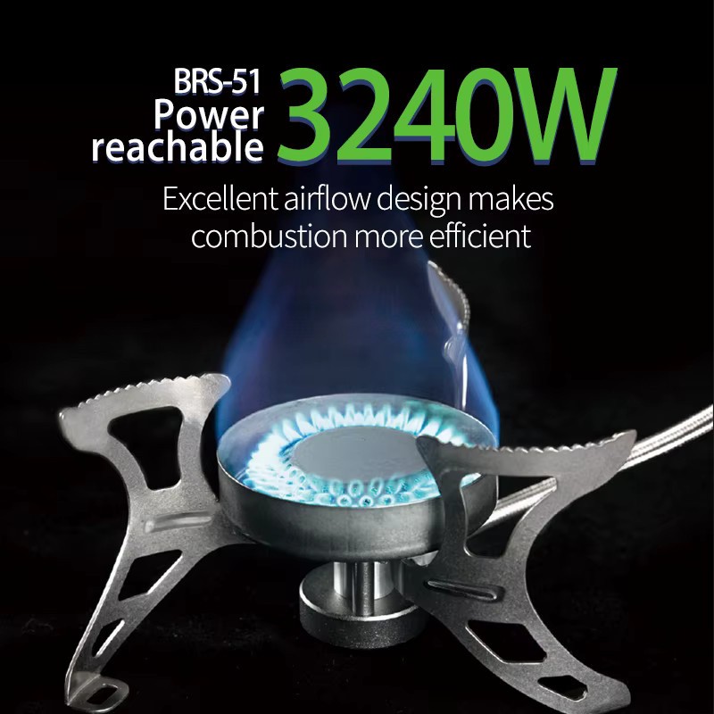 BRS-51 Split Camping Gasherd 3240W Faltbarer Outdoor Gasbrenner für Propan und Butan in Silber - Bild 2