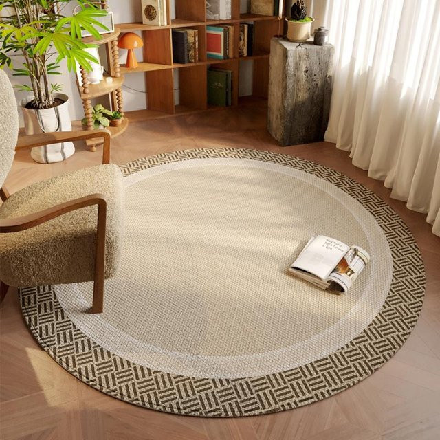 Runder Teppich Lodestar in Beige mit geometrischem Design, maschinengefertigt und rutschfest, Durchmesser: 100 cm - Bild 1