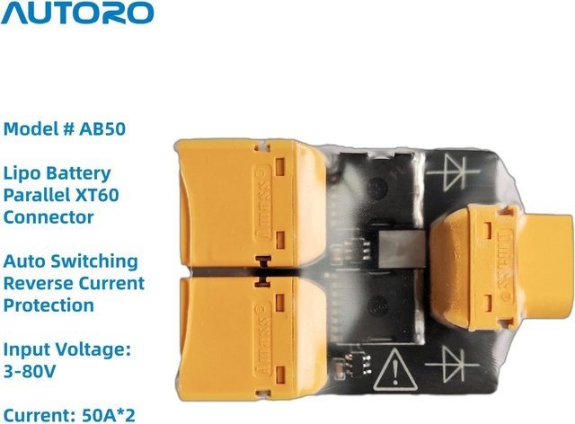 AB50 Dual Battery Parallel Board mit automatischem Schalt- und Rückwärtsstromschutz und LiPo XT60 Connector/Adapter - Bild 1