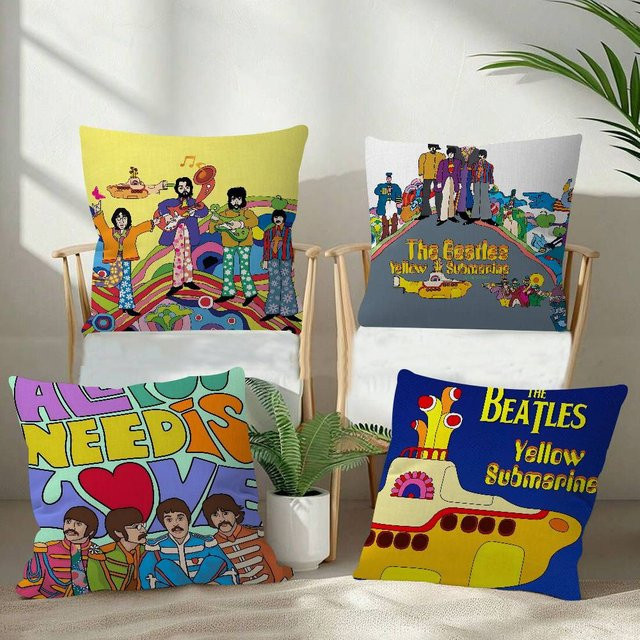 Beatles Anime Kissenbezug mit Grafikdesign in Multicolour für Sofa und Bett - Bild 1