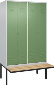 C+P Spind Classic PLUS Schwarz-Weiß mit 4 Abteilen und Sitzbank aus Buche-Hartholz, B/T/H: 212,0 x 120,0 x 81,5 cm - Bild 1