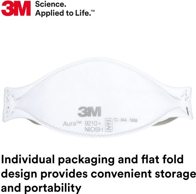 3M 9210+ Aura Particulate Respirator Einwegmaske in Weiß mit Low Profile Design zur Reduzierung von Brillenbeschlagen - Bild 1