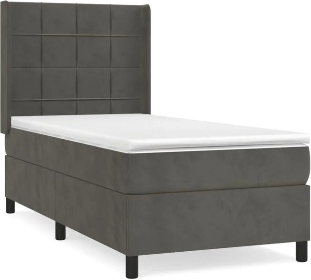 vidaXL Boxspringbett mit Matratze Dunkelgrau Samt B/T: 80 x 200 cm - Bild 1