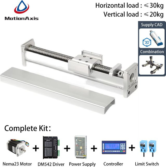 CNC-Kugelumlaufspindel mit linearer Führungswelle und Schiebetisch als Stellantriebsmodul in Silber - Bild 1