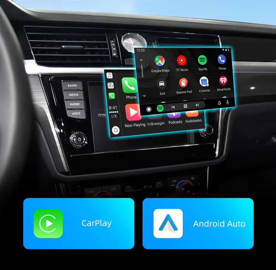 CARABC Kabelloses CarPlay und Android Auto Modul für VW Volkswagen Skoda Octavia A5 Golf 7 Polo Passat B8 MIB MIB2 Mirror Link Decoder Box, Schwarz - Bild 3
