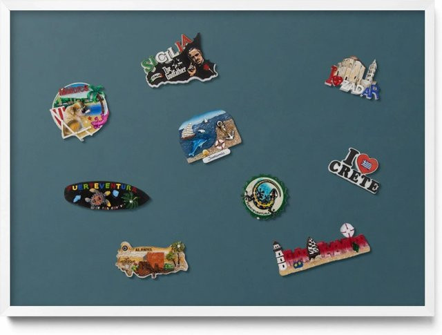 Tulup Magnettafel Magnetboard für Reisemagnete in Dunkeltürkis mit weißem Rahmen, Breite: 70 cm, Höhe: 50 cm - Bild 1