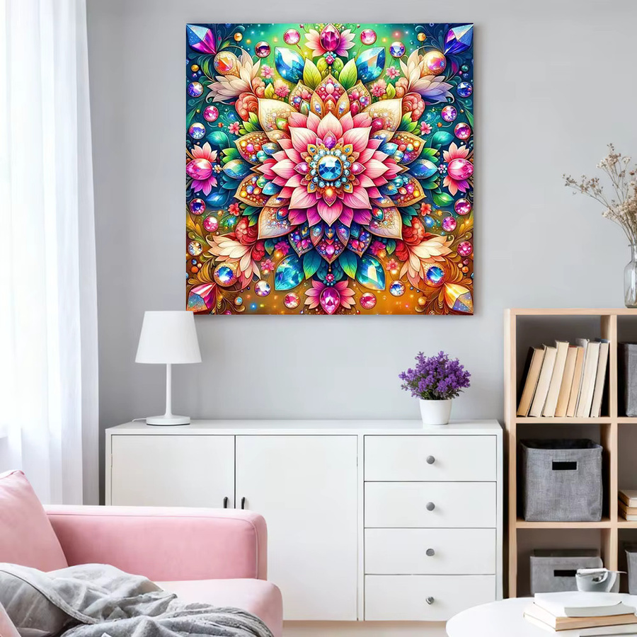 HUACAN 5D DIY Diamant Mosaik Set Mandala Blume in Multicolour, B/H: 20 x 20 cm - Bild 3