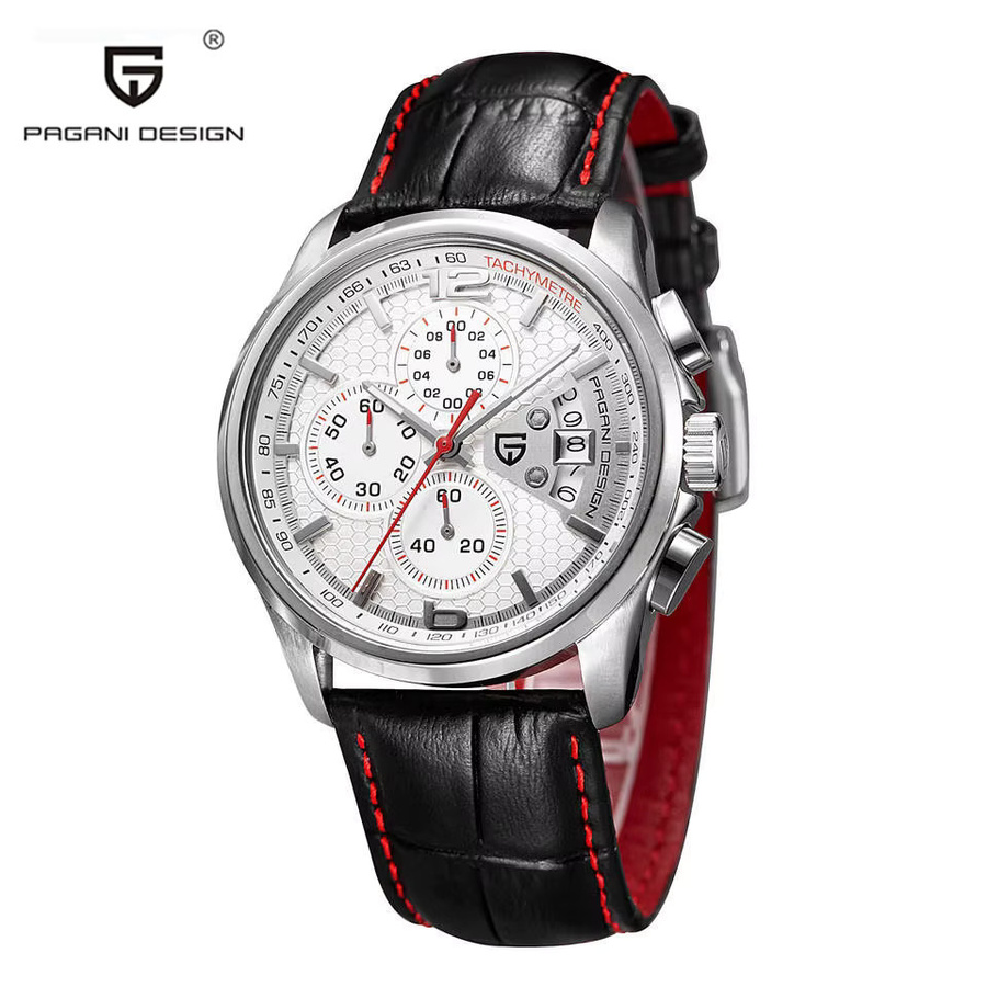 PAGANI DESIGN Armbanduhr Quarz, Edelstahl, Leder, Herren - Bild 2