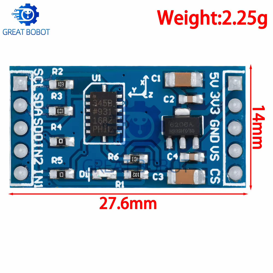 ADXL345 3-Achsen-Digital-Schwerkraftsensor-Beschleunigungsmodul Neigungssensor für Arduino-Projekte in Blau von baishundianzi - Bild 2