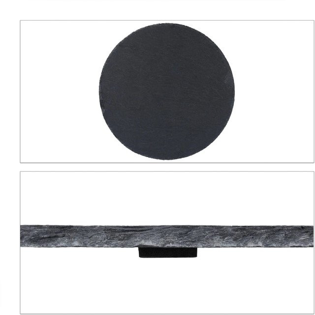 Relaxdays Servierplatten aus Schiefer im 6er Set, rund, anthrazit, beschriftbar, Durchmesser: 25 cm - Bild 1