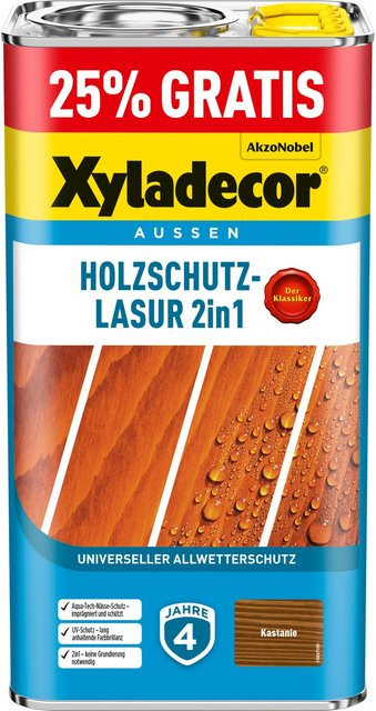 Xyladecor Holzschutz-Lasur 2in1 Kastanie matt 5 l - Bild 1