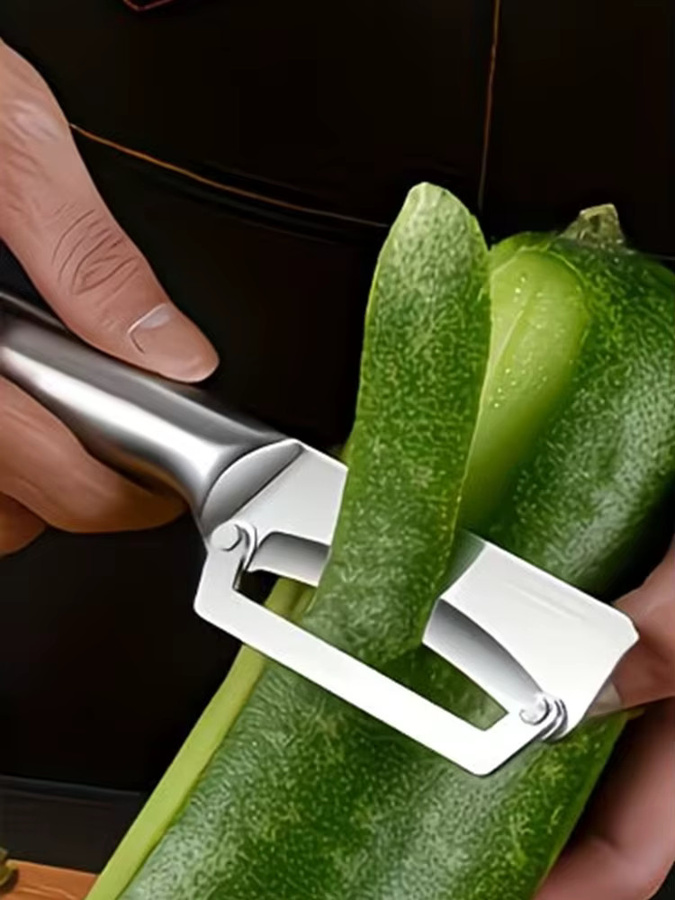 SHIBO Multifunktionaler Gemüseschäler und Kartoffelschäler aus Edelstahl in Silber - Bild 6