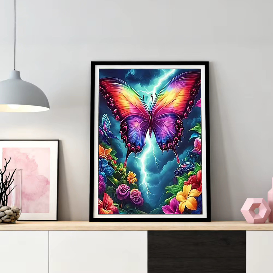 HUACAN Diamantmalerei DIY Set mit Schmetterling und Blumen Motiv in Multicolour, Breite: 40 cm, Höhe: 40 cm, Tiefe: 30 cm - Bild 2