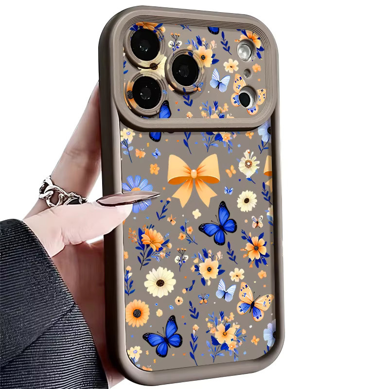 MOESOE Handyhülle mit romantischem Garten-Muster für iPhone 12 bis iPhone 17 Pro Max, stoßfeste weiche TPU-Rückabdeckung, Multicolor und Schwarz - Bild 2