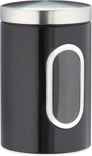 Relaxdays Vorratsdose aus Metall und Kunststoff in Schwarz mit Sichtfenster, B: 17 cm, T: 11 cm - Bild 1