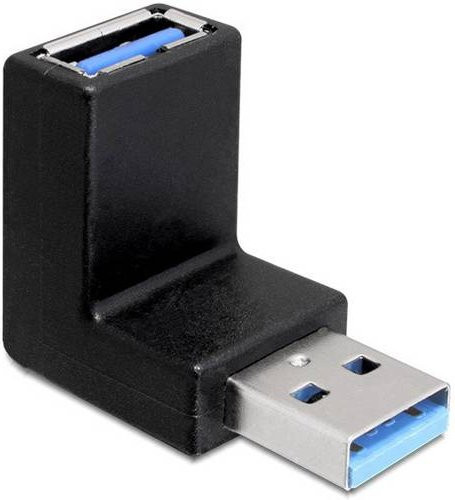 Delock USB 3.2 Gen 1 Adapter USB-A Stecker auf USB-A Buchse 90 Grad Schwarz - Bild 1