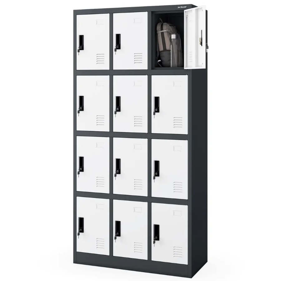 DELUKE Schließfachschrank Spind aus Stahl in Anthrazit-Weiß, Höhe: 185 cm, Breite: 90 cm, Tiefe: 40 cm - Bild 2
