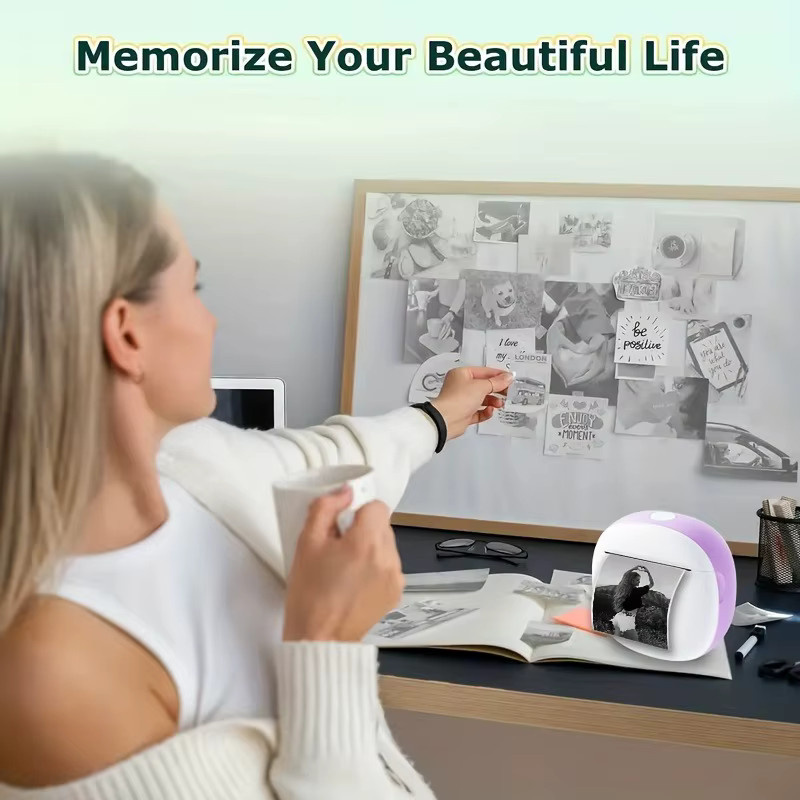 HIOHYU Tragbarer Thermoetikettendrucker, Kabelloser Mini-Drucker mit 203dpi HD-Druck für Notizen, Quittungen und Journaling - Bild 3
