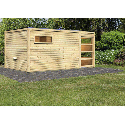 KARIBU Saunahaus Walk in Beige, B/T/H: 508 x 276 x 210 cm, ohne Ofen - Bild 2