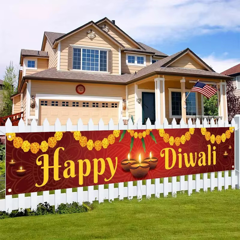 VIKAMA Diwali Banner Vorhang Girlande mit Öllampenmotiv in Multicolour, B/H: 40 x 200 cm - Bild 4