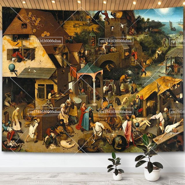 Hieronymus Bosch Garten der Lüste Wandteppich Retro Wandkunst Dekoration B: 300 cm, H: 180 cm von JMG Household Supplies - Bild 1