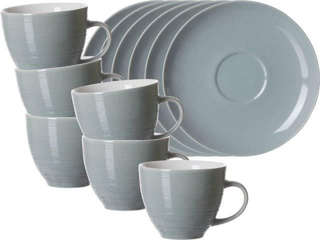 Ritzenhoff & Breker Kaffeetassen mit Untertassen Suomi, 6er Set, Grau, 260 ml pro Tasse - Bild 1