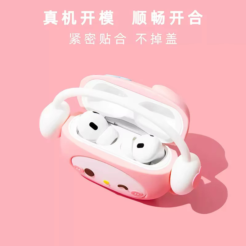 Silikon Schutzhülle mit Katzen-Motiv für AirPods 1 2 3 4 Pro und Pro 2/3 in Rot oder Pink von moetch - Bild 1