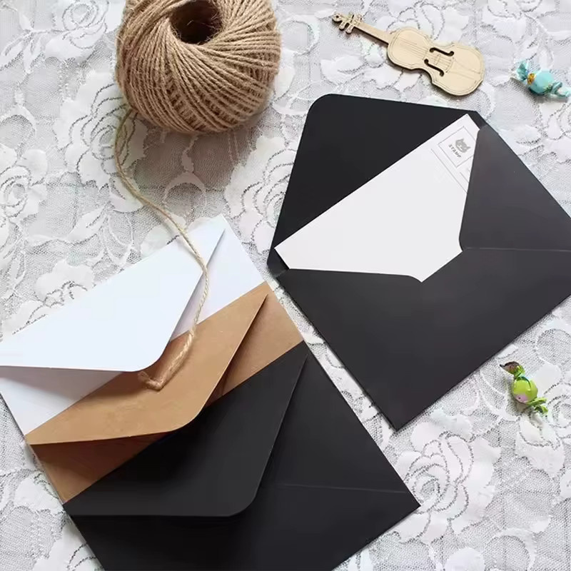 100 Stück Kraft-Mini-Umschläge aus Kraftpapier in Braun und Schwarz für Geschenkkarten und Visitenkarten, B: 10,5 cm, H: 7 cm - Bild 2