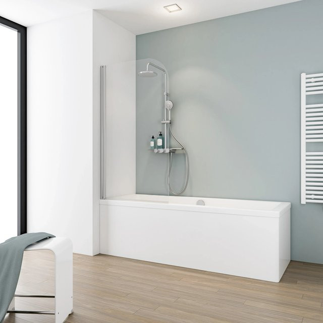 Schulte Badewannenaufsatz aus Klarglas mit Alu-Profil, B/H: 140 x 80 cm - Bild 1